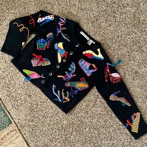 Michael Simon Designer Heel and Shoe Cardigan